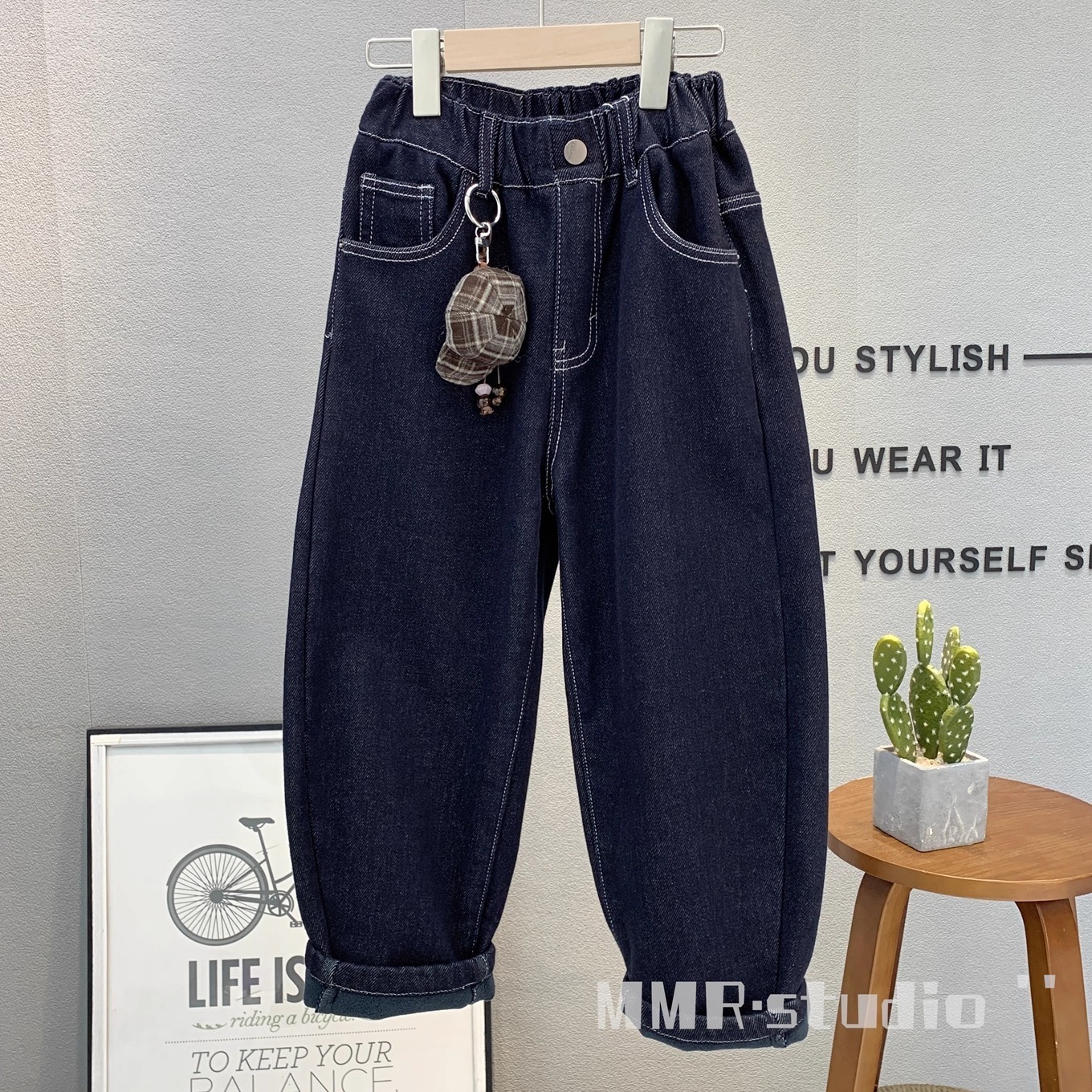 大E小e童装儿童韩版加绒牛仔裤潮