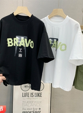 布芮欧童装中大童韩版字母印花短袖2025夏款男女童洋气T恤衫63131