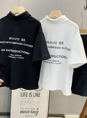 布芮欧童装 儿童韩版字母polo衫2025夏款男女童时尚短袖T恤16162