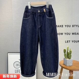 2025冬男女童纯棉加绒老爹裤 磨毛牛仔裤 98521 儿童韩版 牛哆哆童装
