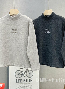 卡芙恰恰童装儿童半高领磨毛打底衫2025秋冬中大童保暖内搭潮5658