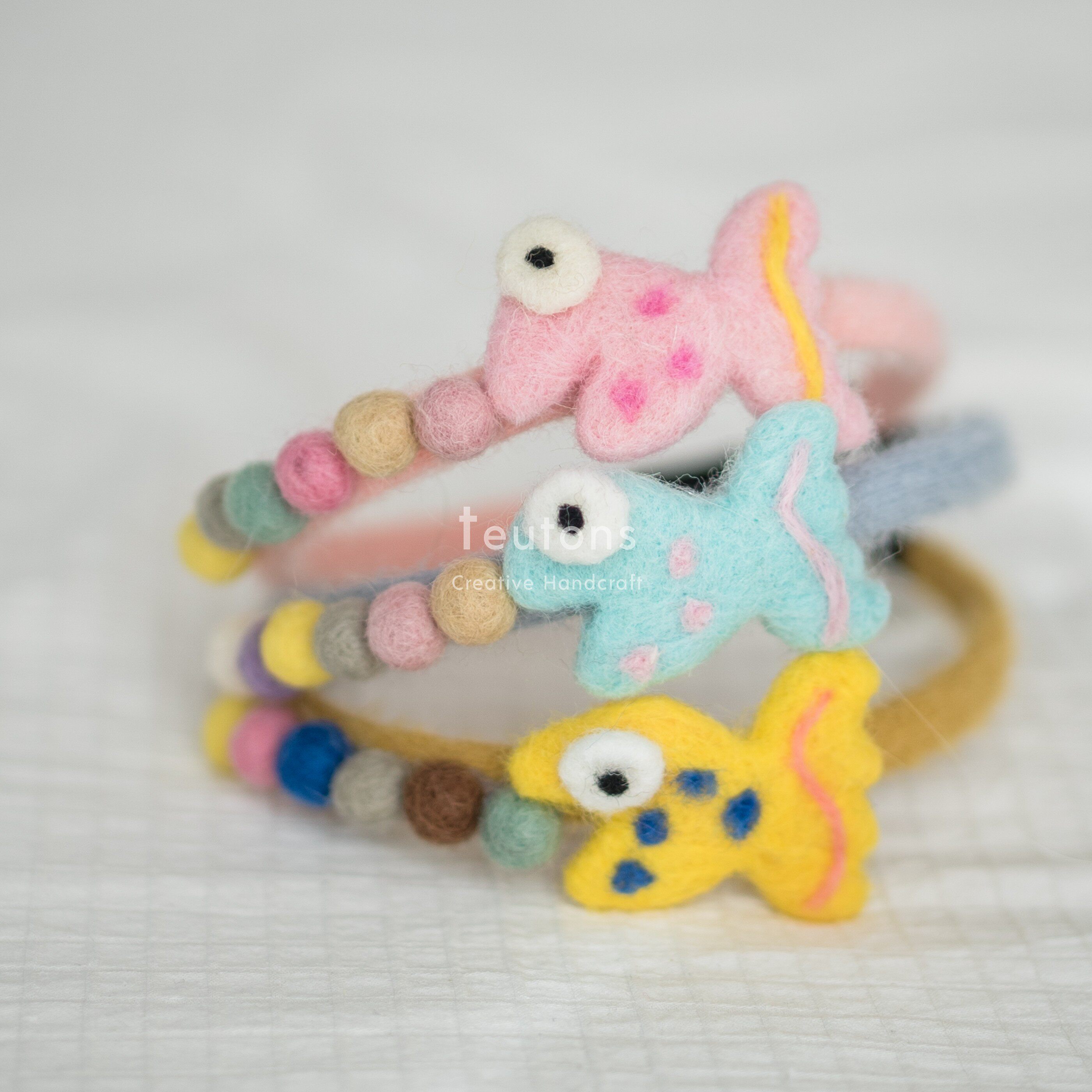 条顿独家原创| 吐泡泡的鱼羊毛毡独家原创手作发箍 发卡趣创意款