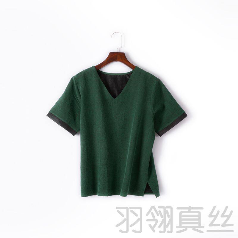 桑蚕丝香云纱龟纹短袖T恤
