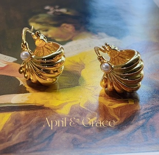 美式流线型船施家双珍珠出口工艺电金钩挂扣耳环戒指