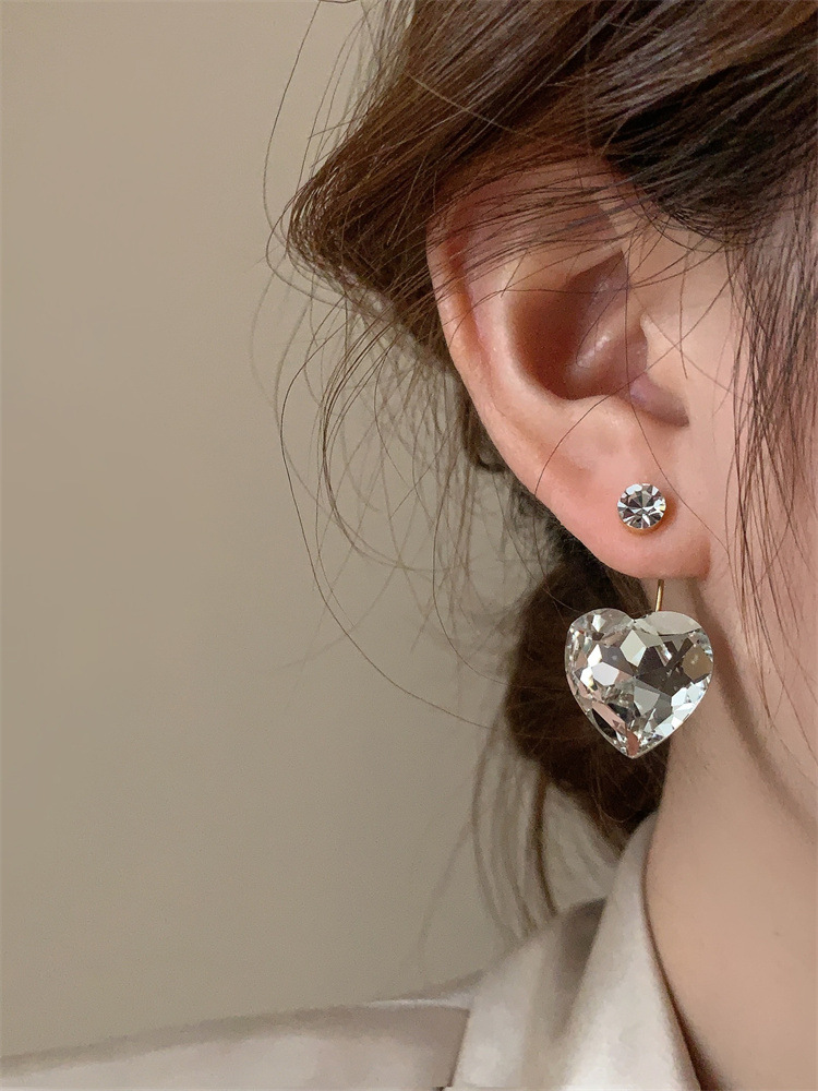 水滴大爱心耳环小众设计感高级气质桃心锆石耳饰女2025新款耳坠