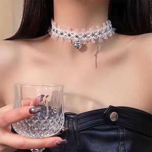 蕾丝流苏铃铛项圈女链条choker高级感发饰锁骨链项链饰品服饰配件