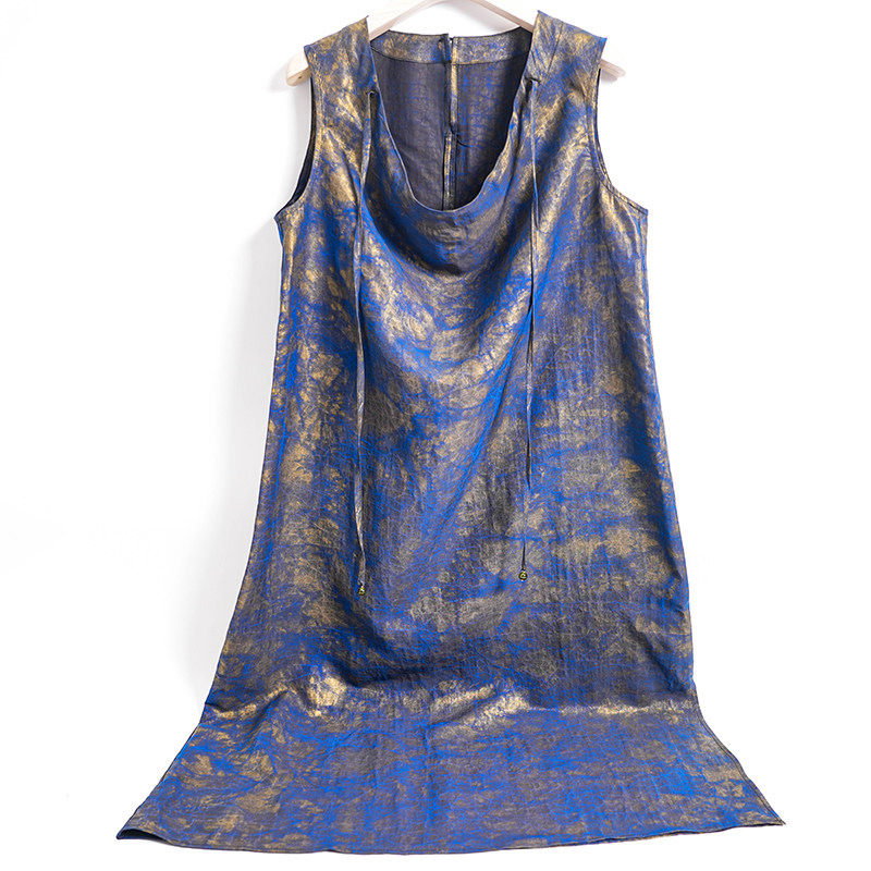 背心裙【蓝金】香云纱桑蚕丝连衣裙