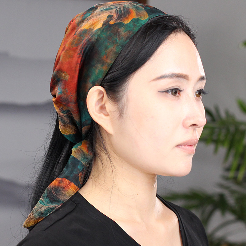 香云纱真丝三角巾新中式