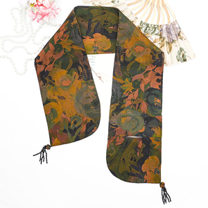 格格巾香云纱真丝围巾丝巾护颈防晒长条双面桑蚕丝显高贵气质百搭