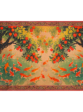 单面枕套【锦鳞游泳】香云纱桑蚕丝枕巾卧室高档真丝创意枕