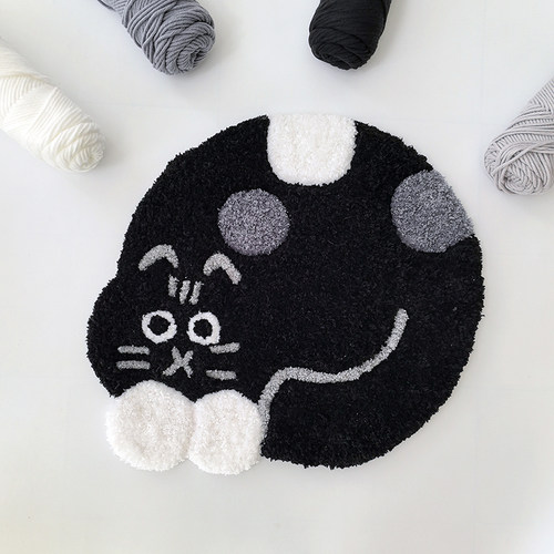戳戳绣手工DIY黑猫地毯材料包