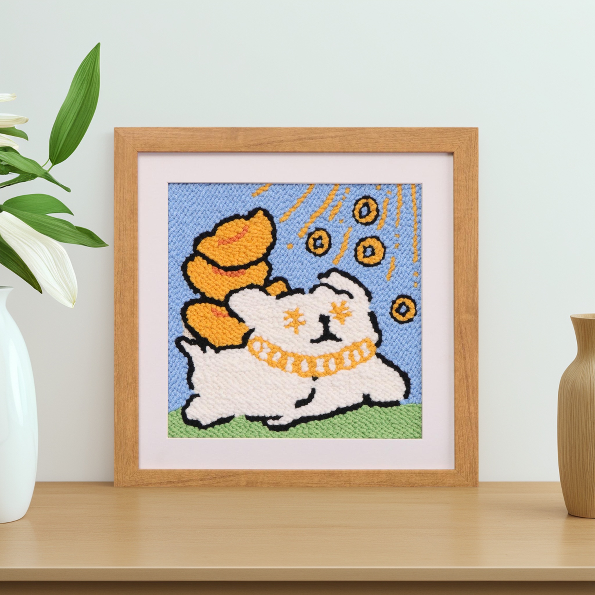 戳戳绣diy材料包暴富可爱小狗手工刺绣毛线画新年礼物解压戳戳乐