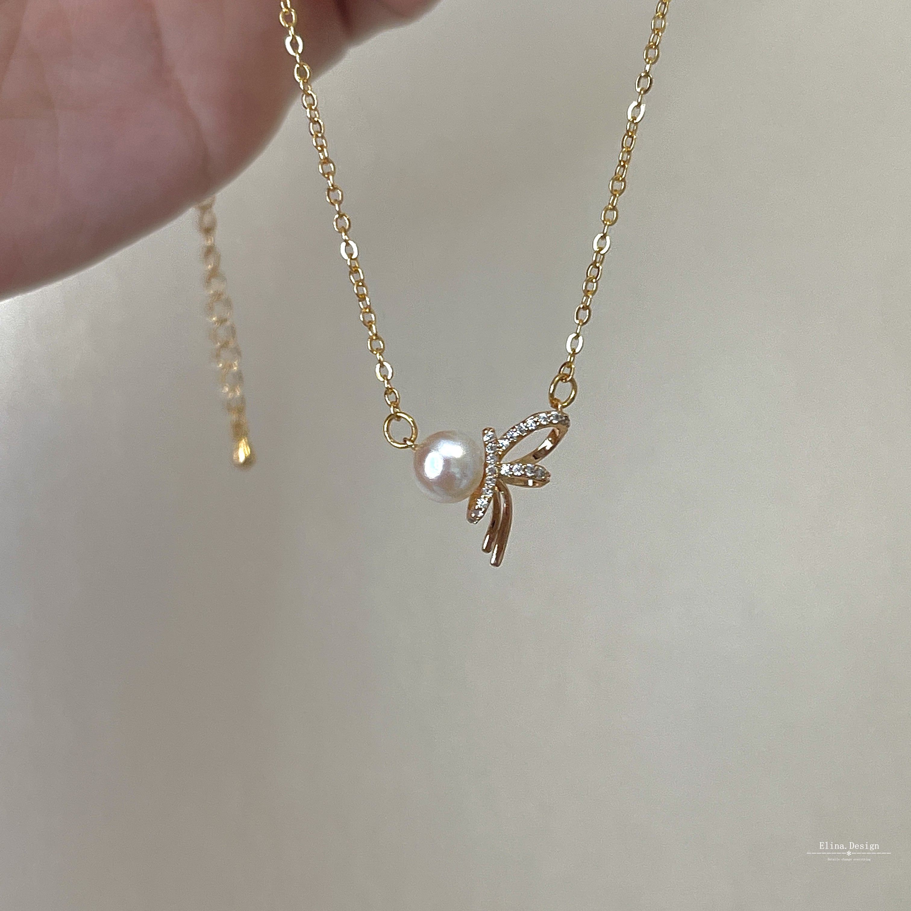 24年新款情人节爆款精致百搭天然淡水珍珠法式丝带锁骨链项链女