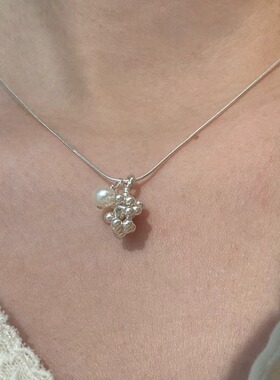 盛夏的果实花蕊天然珍珠简约法式项链S925纯银轻奢高级感小众叠戴