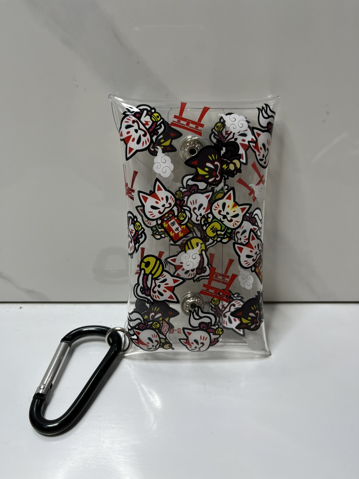 日单 御守猫 透明 证件包 小物包 卡包 收纳包