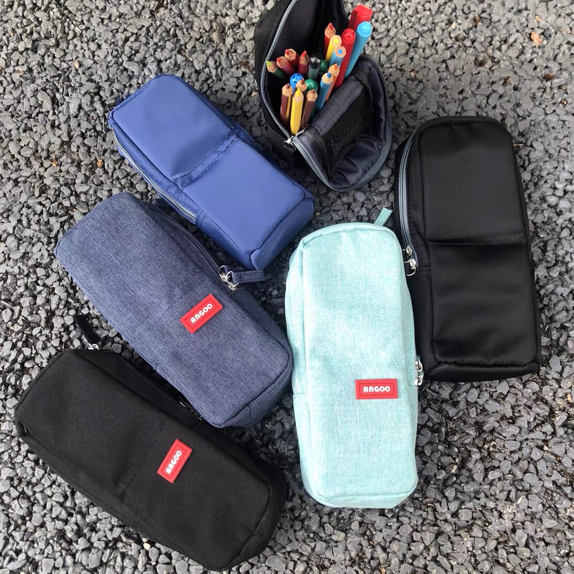 大容量立式学生笔袋 单层双层桌面文具收纳包 收纳袋 铅笔笔盒