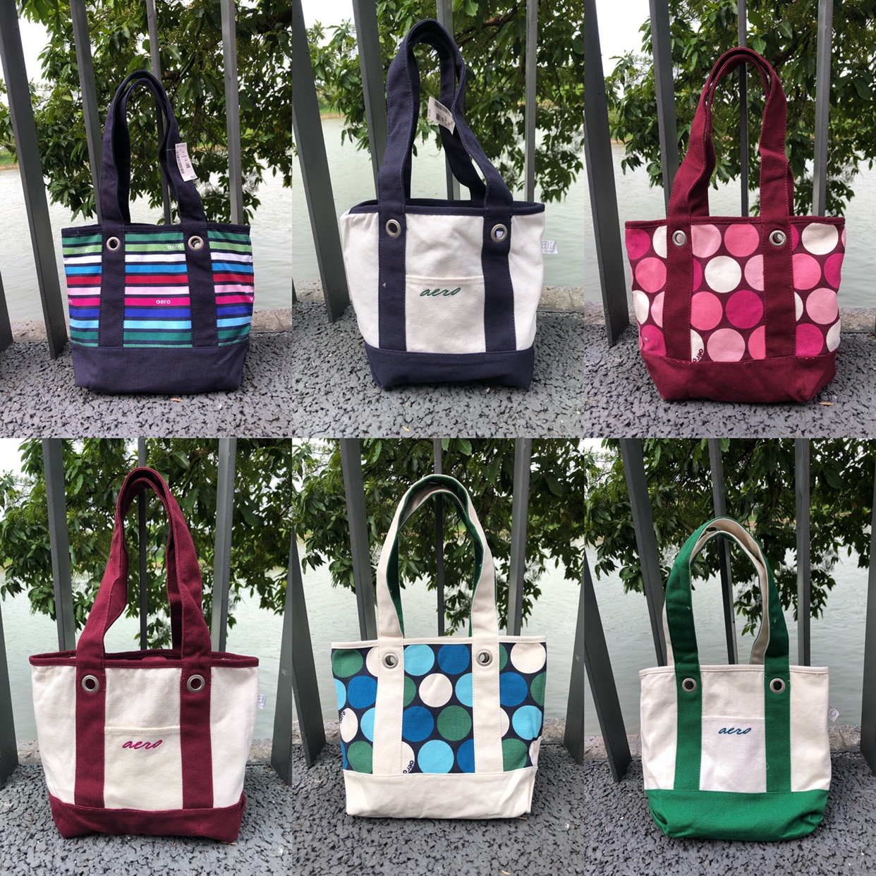 外贸欧美美国时尚潮牌厚实帆布单肩包购物袋 手提包 条纹两面互用