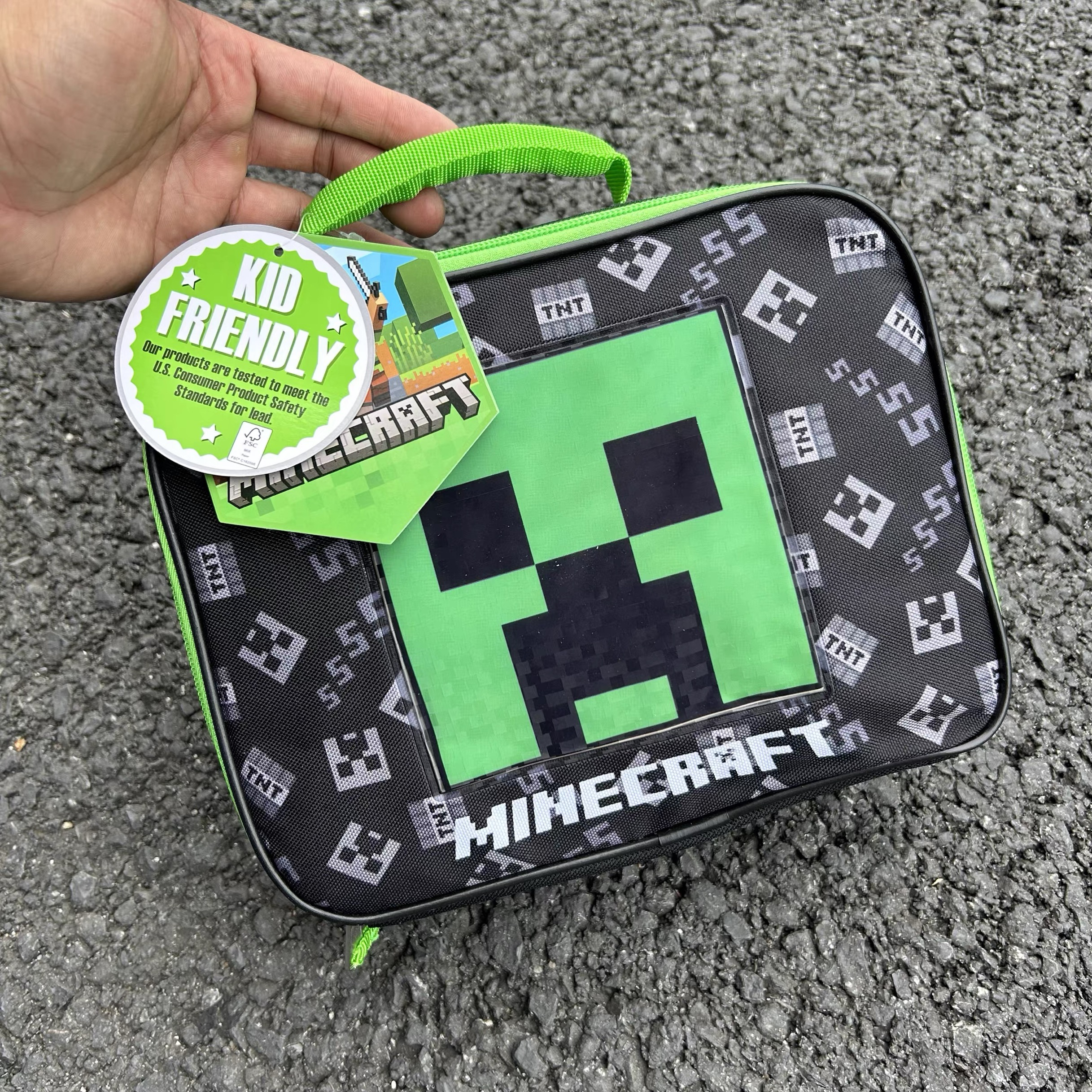 外贸 我的世界电玩周边大容量保温包 学生午餐包 饭盒收纳包