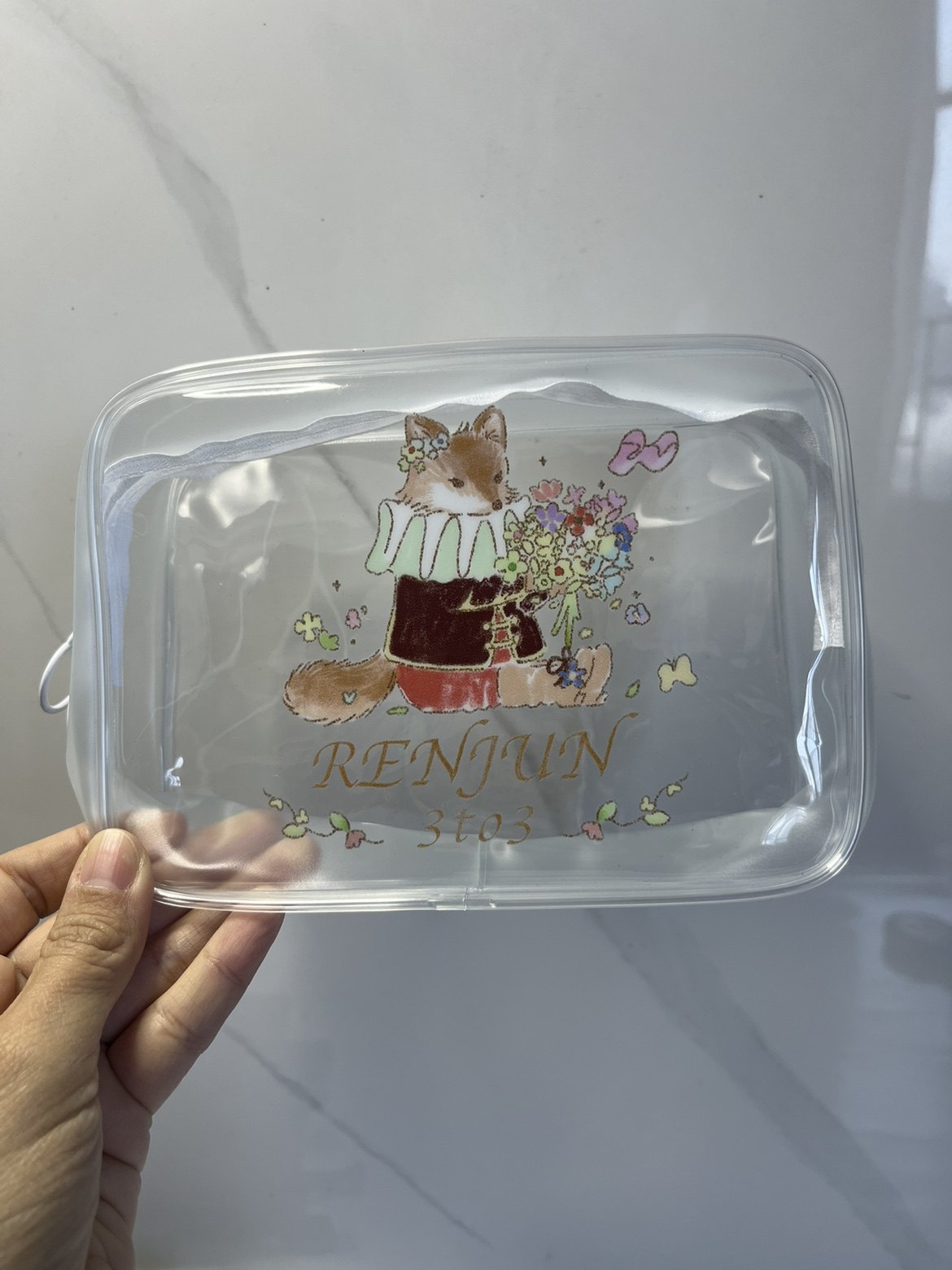 外贸 可爱狐狸插画 透明化妆包化妆包