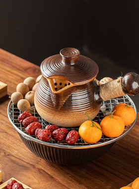 粗陶围炉煮茶罐罐茶新款煮茶壶带盖明火烤奶茶罐电陶炉碳炉煮茶炉