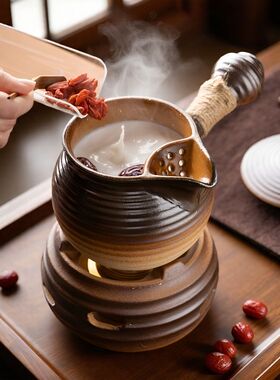 围炉煮茶壶可干烧罐罐壶带盖花茶壶陶土酒精炉热烤奶耐热中药炖梨