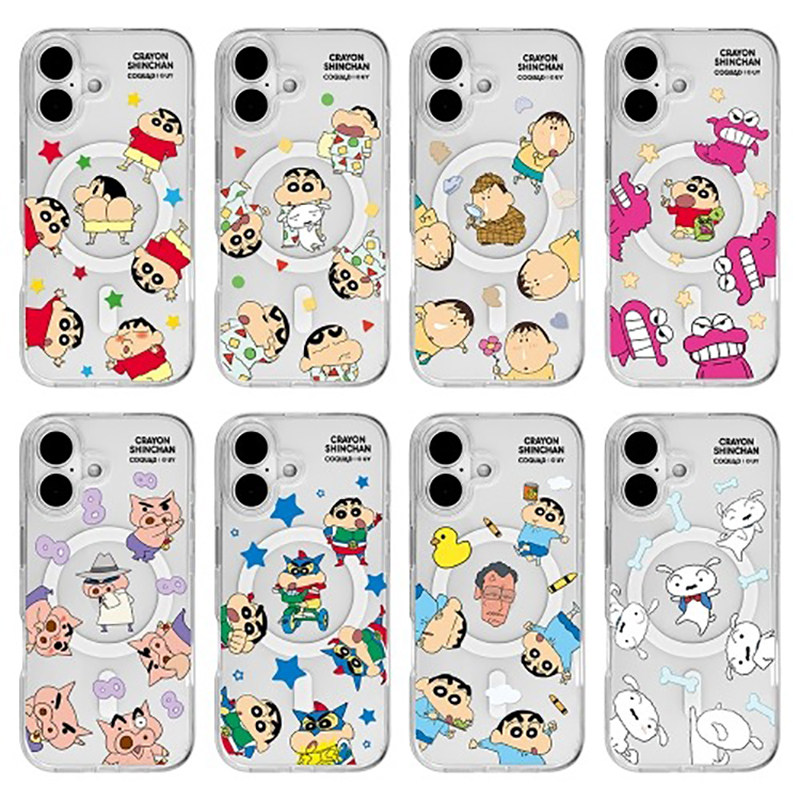 蜡笔小新卡通可爱阿呆小白不理猪适用苹果iPhone17promax磁吸充电16pro透明防摔15pro手机壳14promax保护套