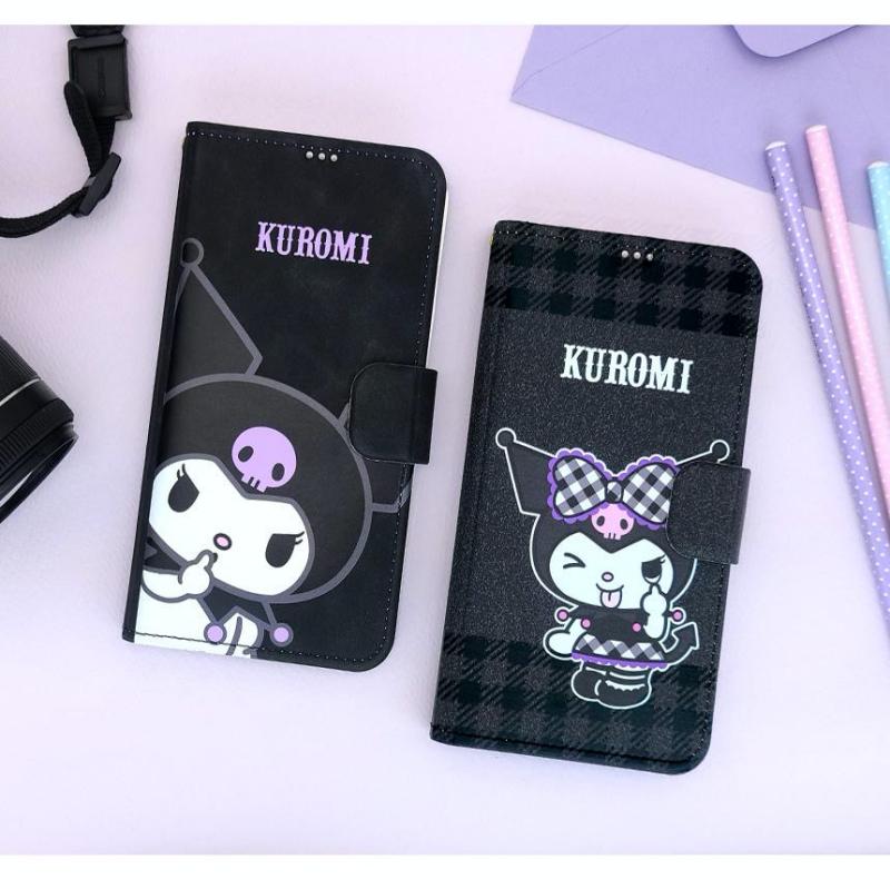 韩国三丽鸥库洛米酷黑偷看kuromi适用苹果iPhone15proMax翻盖插卡带挂绳孔14pro手机壳13手机16pro皮套