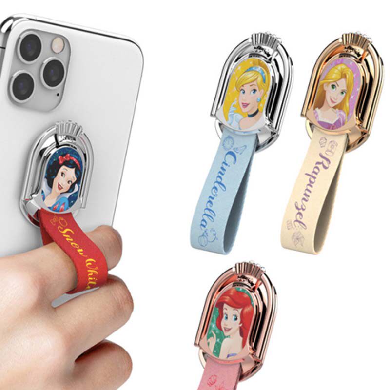 迪士尼白雪长发公主小美人鱼卡通懒人手机支架指环扣防丢失