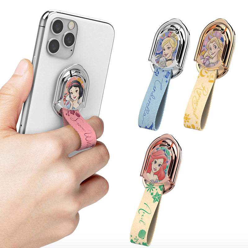 迪士尼公主适用苹果华為通用手机支架指环扣360度旋转防丢失