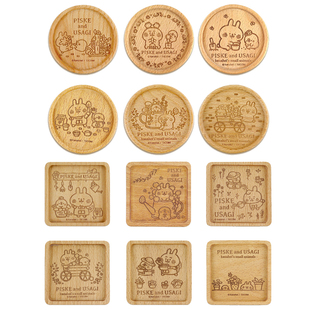 日本卡娜赫拉Kanaheiline贴图兔兔p助木制限定吸水防滑杯垫