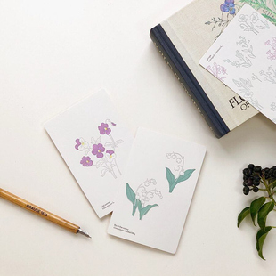 hutte paper works凸版印刷明信片手绘植物清新简约贺卡留言卡片