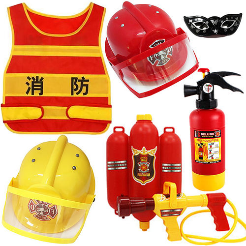 儿童消防员玩具山姆套装幼儿园角色扮演衣服灭火器马甲帽子水枪