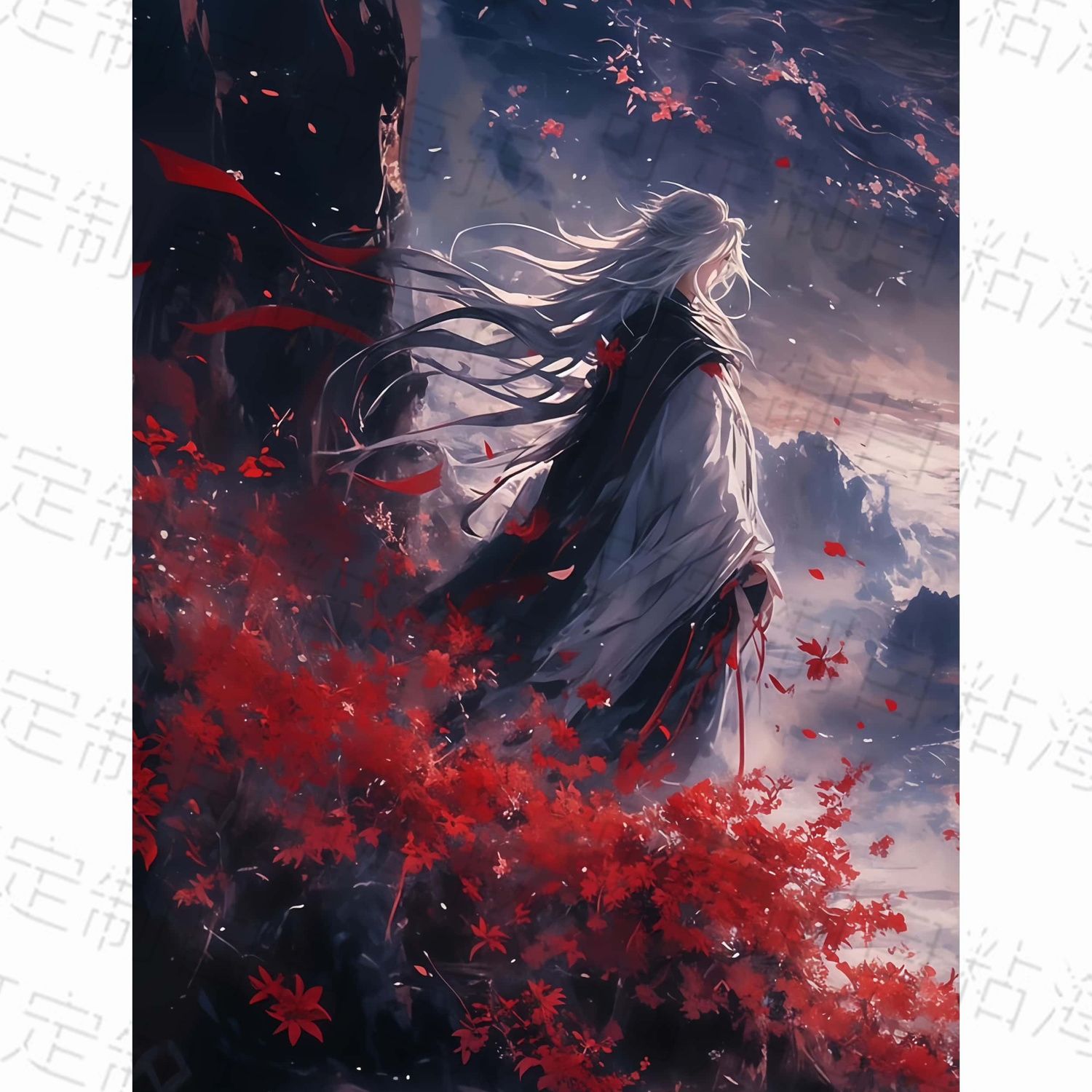 简约高级彼岸花桥自粘贴