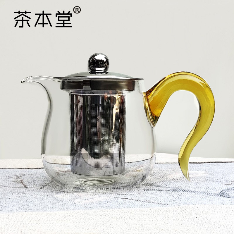 茶本堂加厚耐热玻璃不锈钢过滤网小泡茶壶功夫茶具公道杯茶壶两用