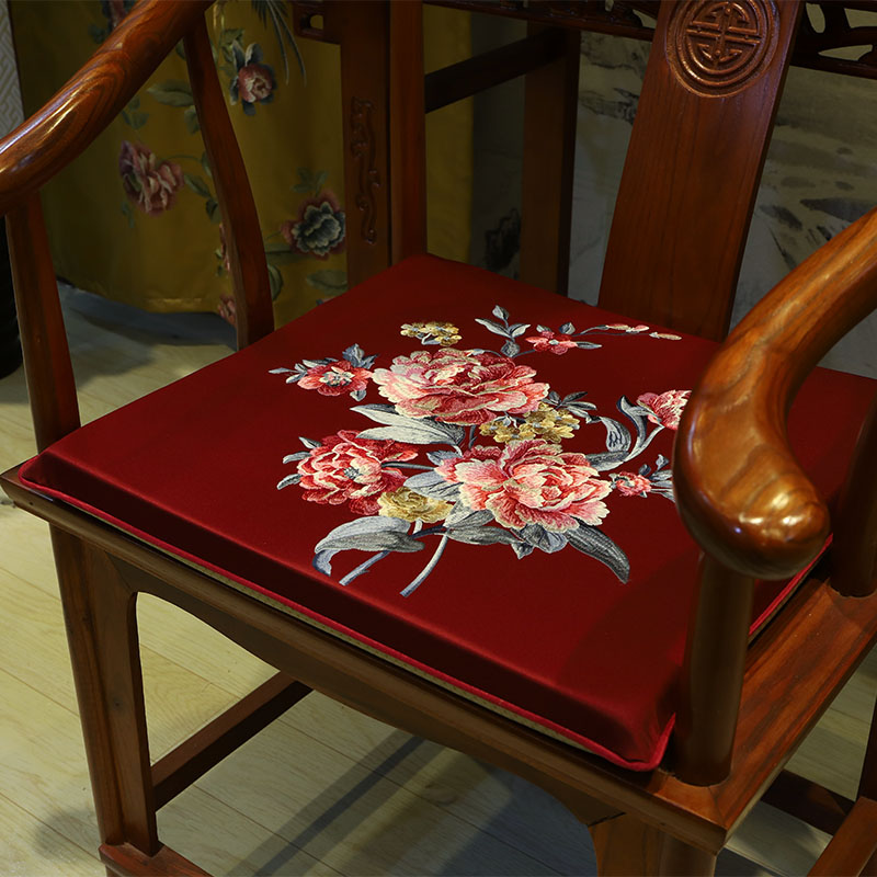 中式风官帽椅红木防滑沙发坐垫