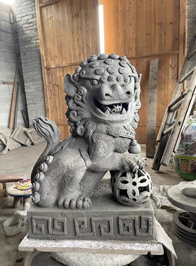 吊洞烧 手捏狮子 摆件 工艺品 土陶 砂器