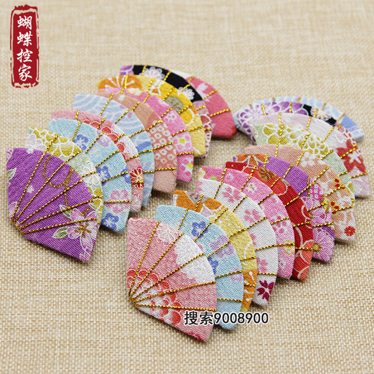 日本花绉布diy手工和风发饰小扇子 扇面 半成品材料cosplay樱花扇