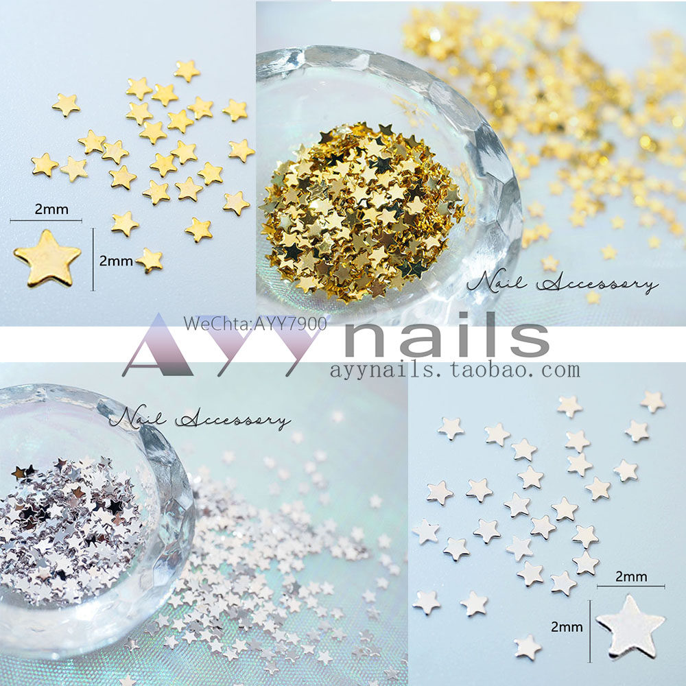现货 nail accessory 金属 星星 金银双色可选  日本美甲饰品
