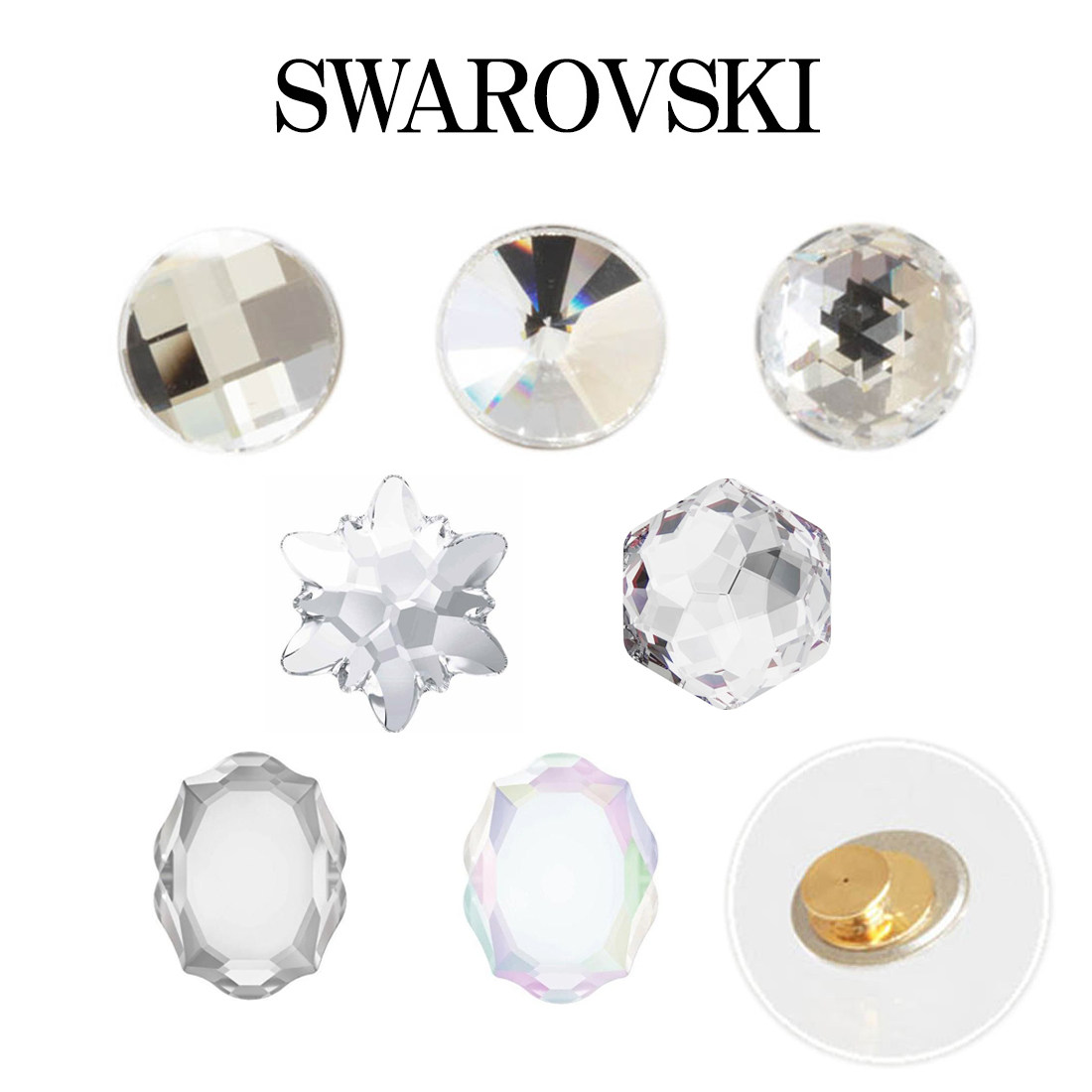 现货日本SWAROVSKI奥钻水晶Joias转运钻 平底钻带底座可转动美甲
