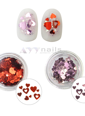 现货日本 charlon 美甲饰品 心形亮片 镂空亮片 浅紫色 红色