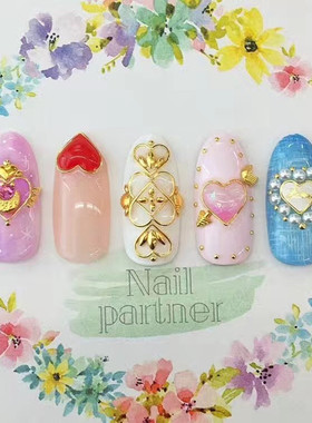 现货日本Clou美甲饰品金属饰品镂空心 心形 爱心