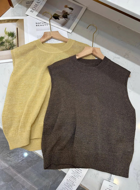 楚楚专属 -26春夏新款极简ROW风花式混色纸纱棉针织背心马甲上衣