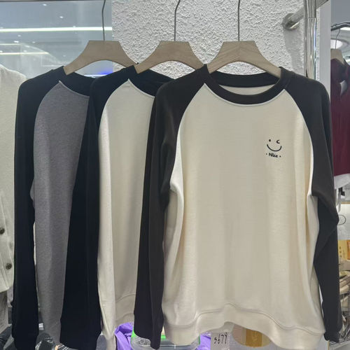 668-1216/13679 美式复古圆领拼色印花T恤