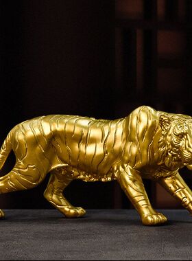 美式老虎摆件家居客厅玄关树脂装饰品生肖老虎办公室桌面开业礼品