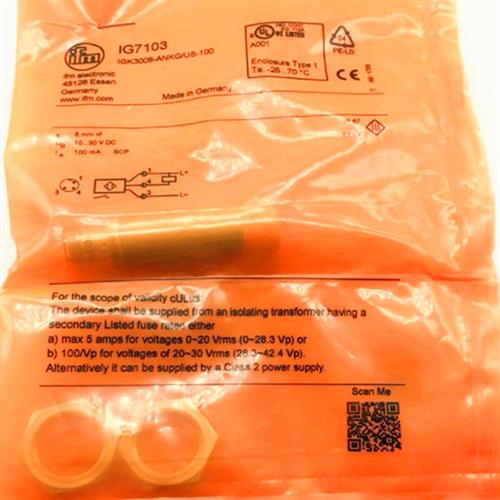 IFM易福门电感式接近开关IG7103 IGK3008-ANKG/US-100插件式NPNNO