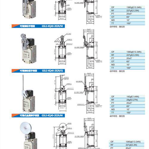 供应全新行程开关GSLS-KQ40-2E2R/52 GSLS-KQ40-2E2R/53