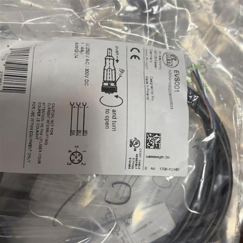 EVS001 易福门传感器原装线缆,M12 2米,工程剩余一