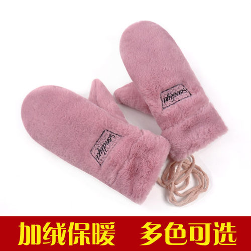 女士冬季韩版学生挂脖骑车手套