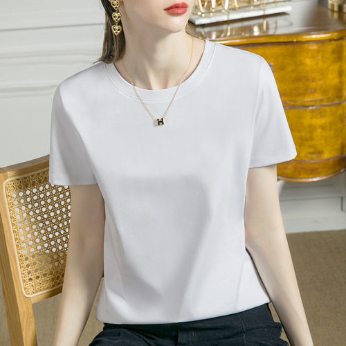 凉感双面丝光棉短袖t恤女夏季