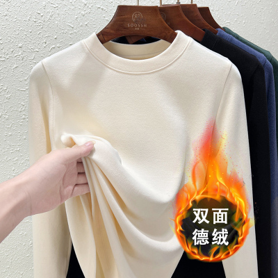双面德绒保暖加绒加厚圆领